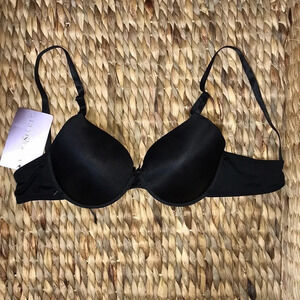 Intima Secret Black Satin Bra Size 34D New With Tags